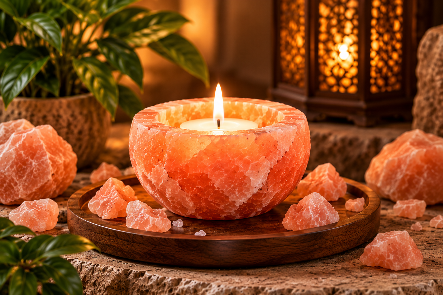 Himalayan Pink Salt Candle Decor